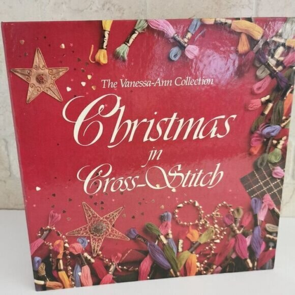 1990s Vanessa Ann Christmas Cross-Stitch Patterns Binder Vintage Holiday Craft - Picture 1 of 10